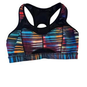 Athleta Medium Sports Bra Multicolor Striped Raceback